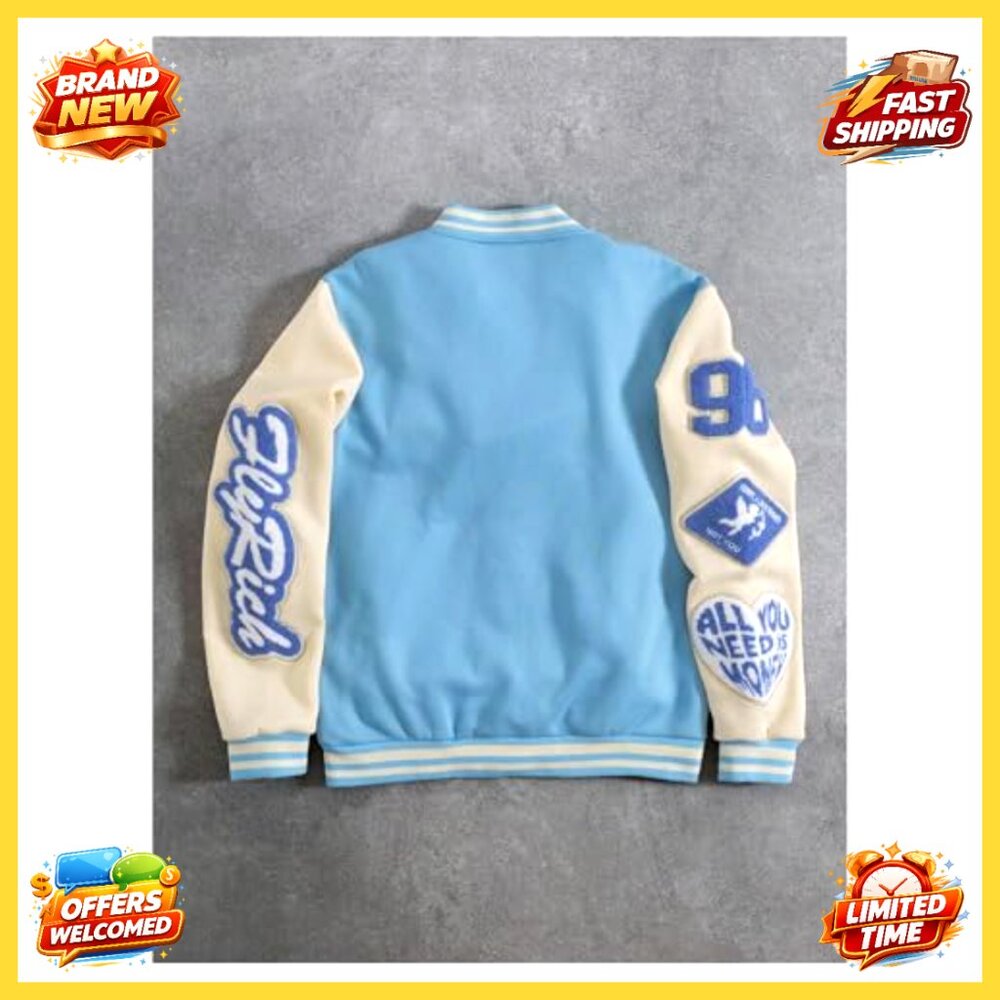 Men's Varsity Baseball Jacket Button Down Graphic… - image 2